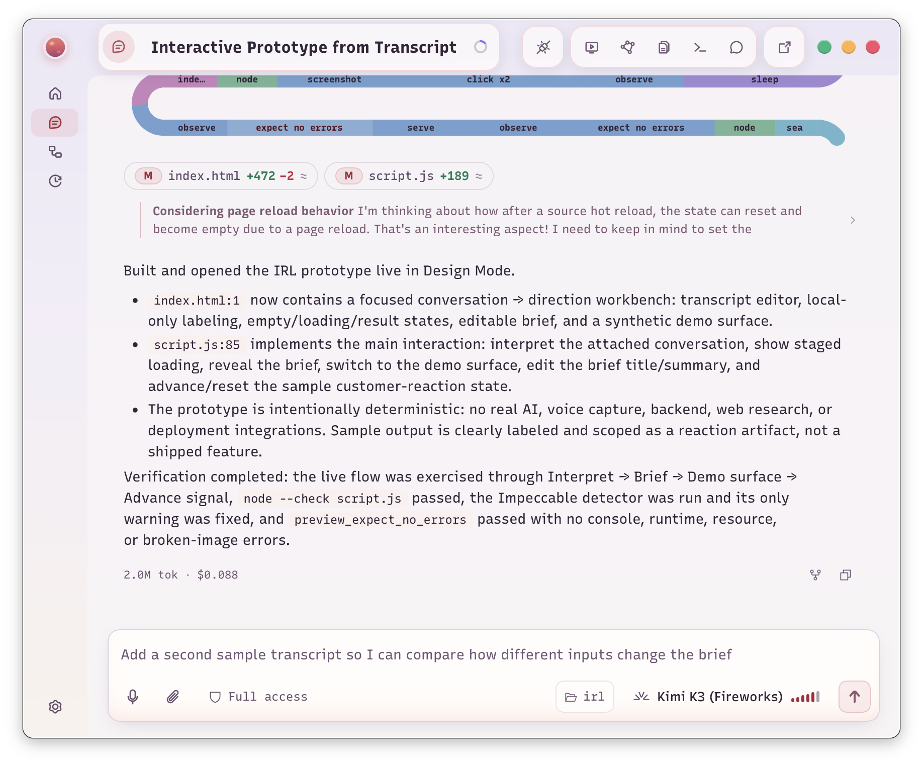 Transcript prototype
